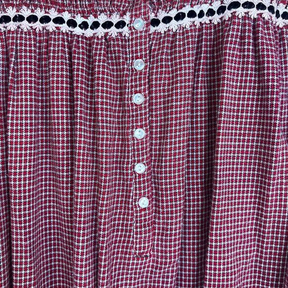 Amanda Stewart Intimates Red Plaid Cotton Cottage Core Flannel Nightgown Large - Picture 8 of 9